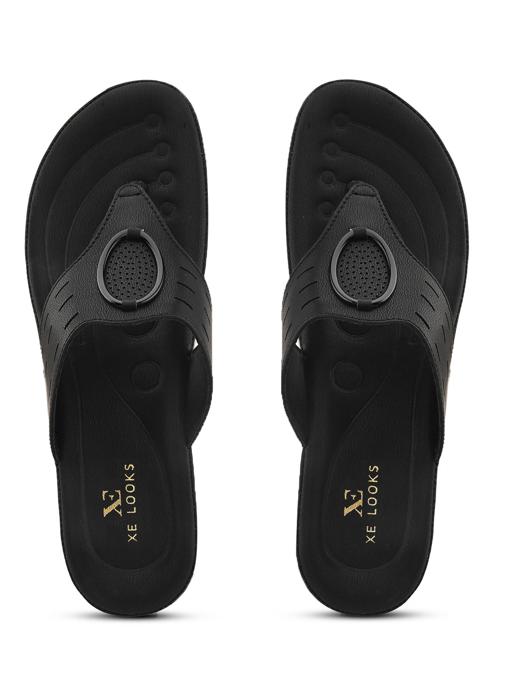Slip-On Comfort Slippers with Textured Buckle Detail