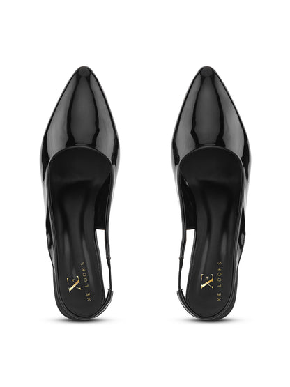 Women's Patent Pointed-Toe Slingback Heels