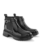 Elastic Buckle Accent Chunky Sole Chelsea Boots