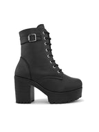 Women’s Buckle Strap Lace-Up Ankle Boots
