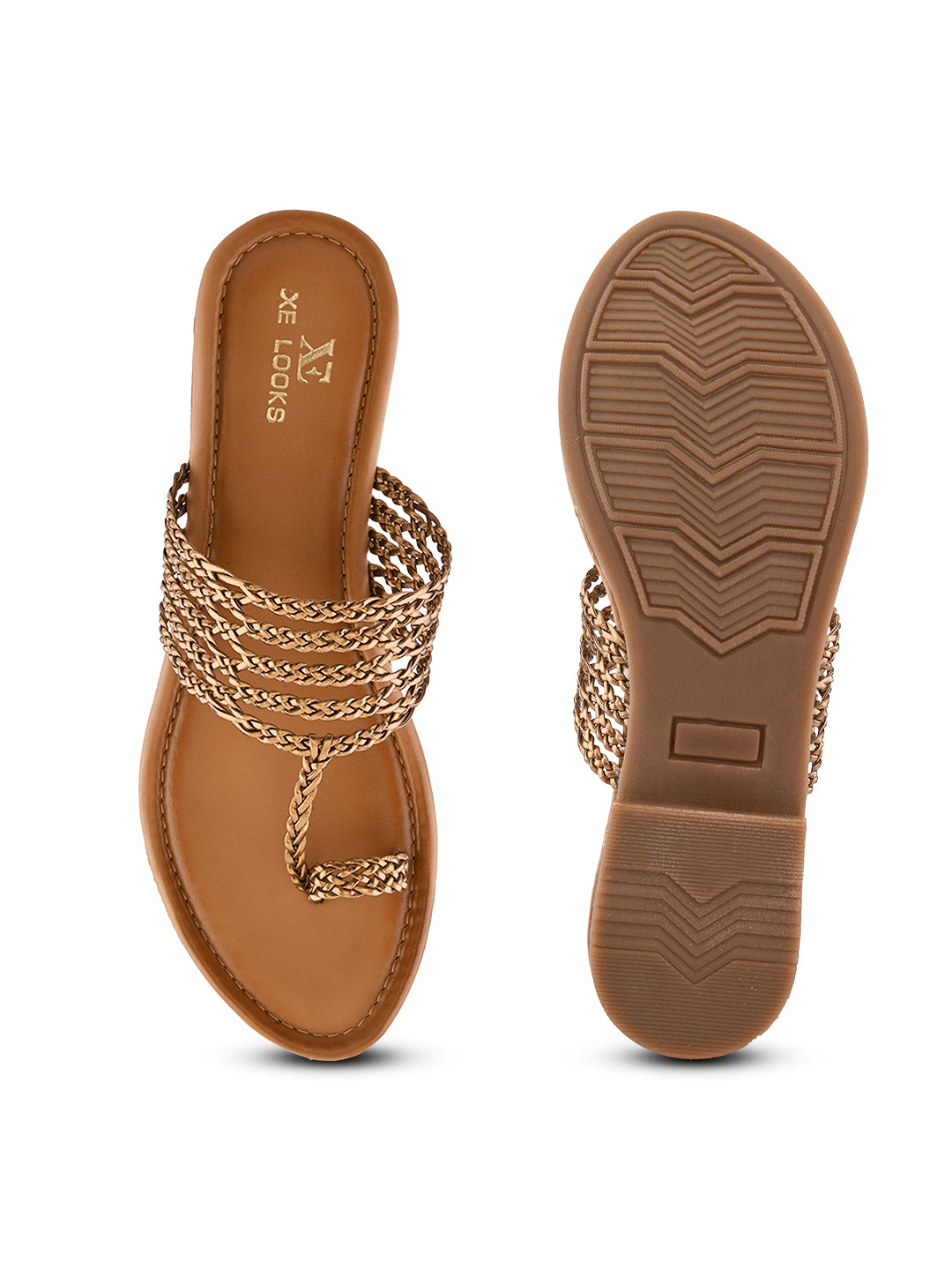 Multi-Strap Braided Toe-Ring Flats Sandal