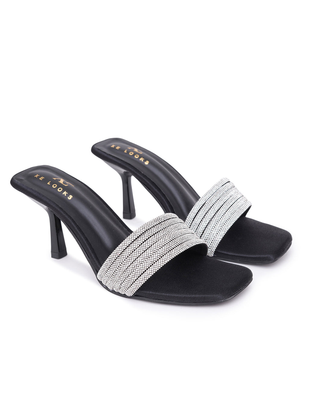 Rhinestone Strap Comfort Heel Sandals