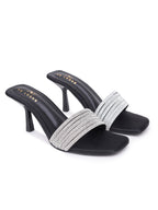 Rhinestone Strap Comfort Heel Sandals