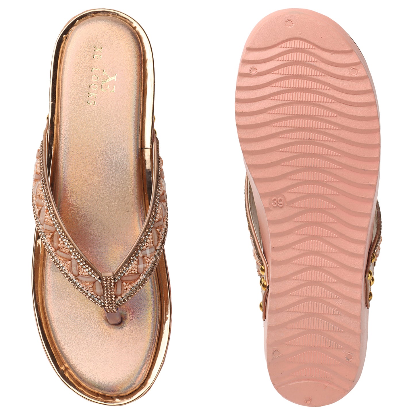 Graceful & Stunning Design Pearl Embellished Fashionable Platform Slippers