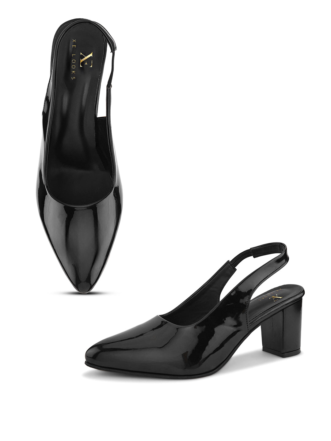 Elegant Patent Pointed-Toe Slingback Heels