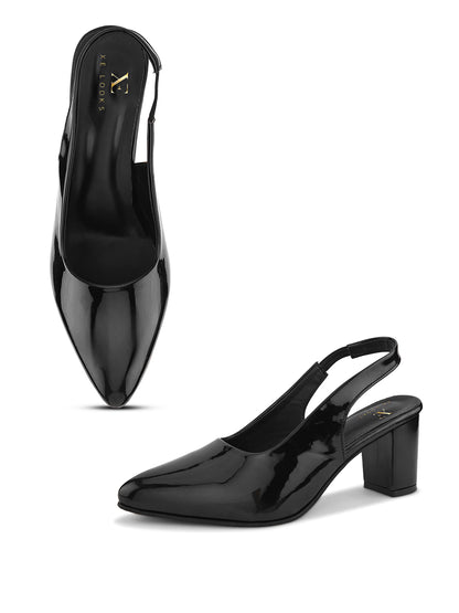 Women's Patent Pointed-Toe Slingback Heels