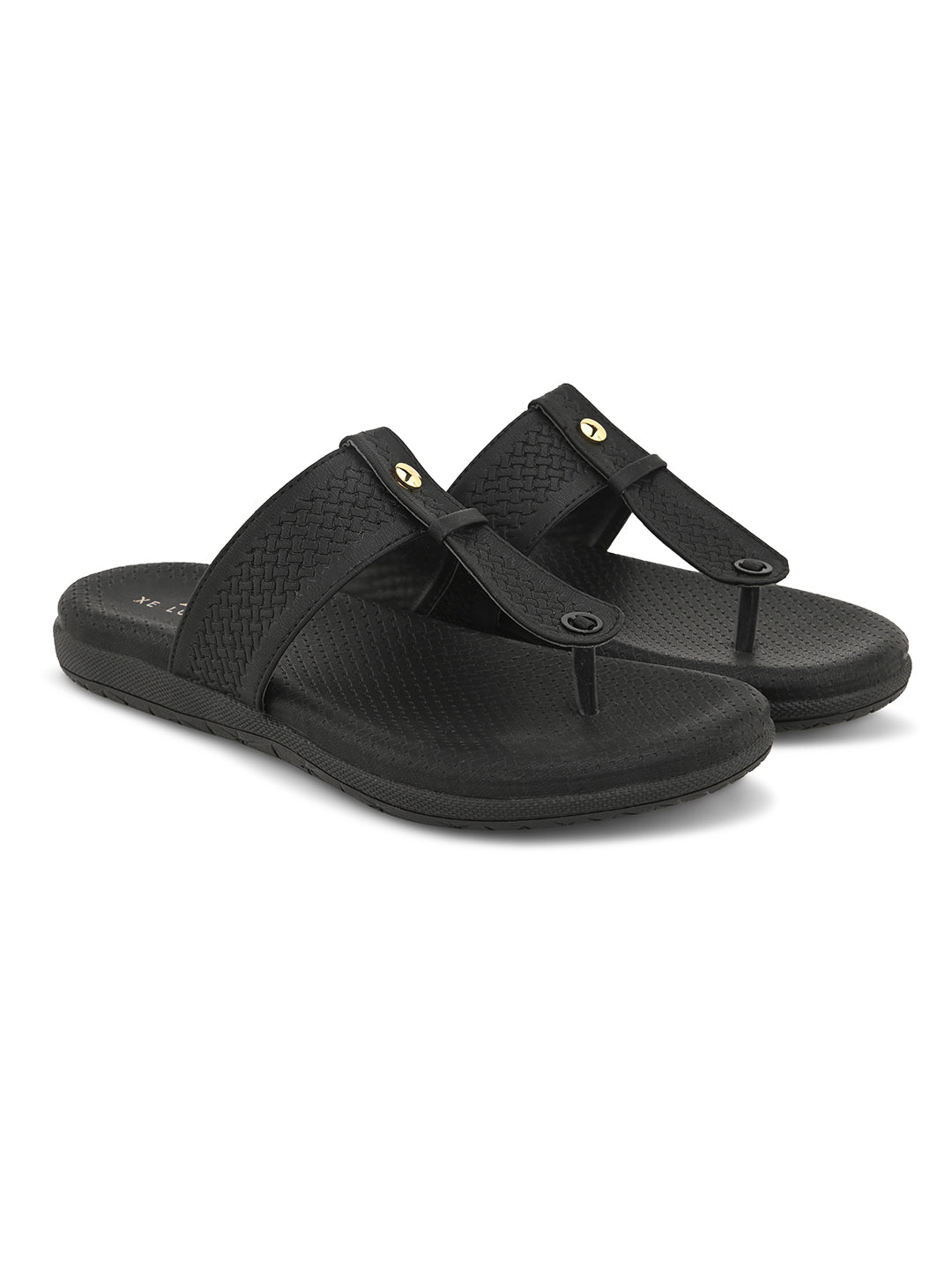 Synthetic Leather with Cushioned Sole, Slip-On Slippers