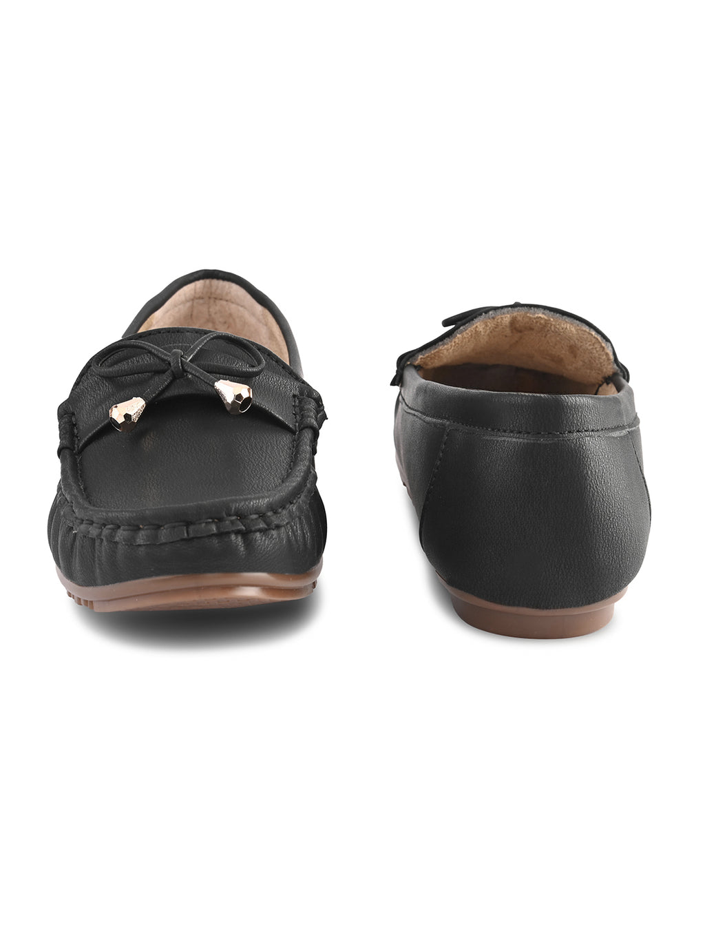Soft Cushioned Slip-On Loafers with Bow Detail