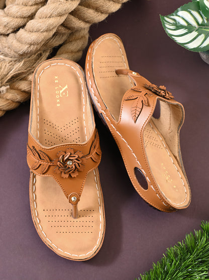 Elegant & Orthopaedic Spring Flower Design Doctor Comfort Slippers