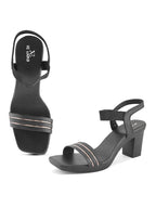 Elegant  Striped Strap Block heel sandal