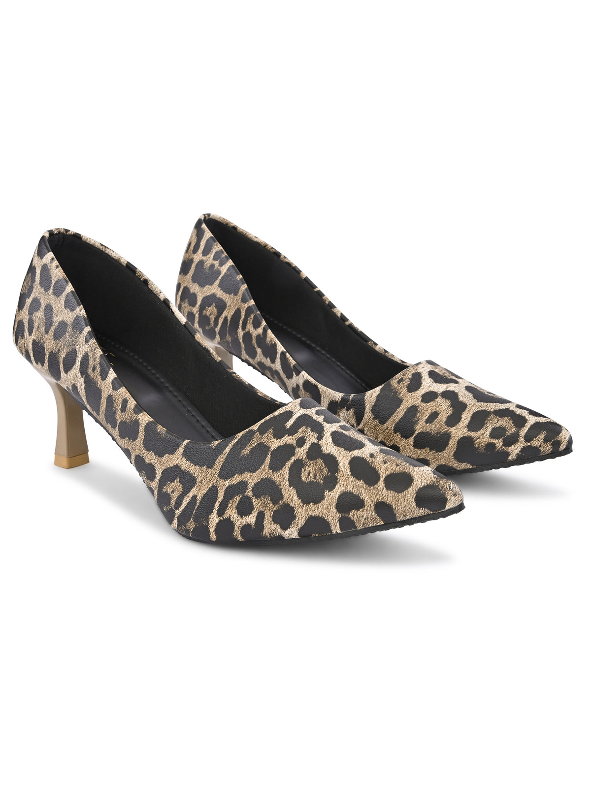Animal Print Pointed Toe Cushioned Slip-On Pumps