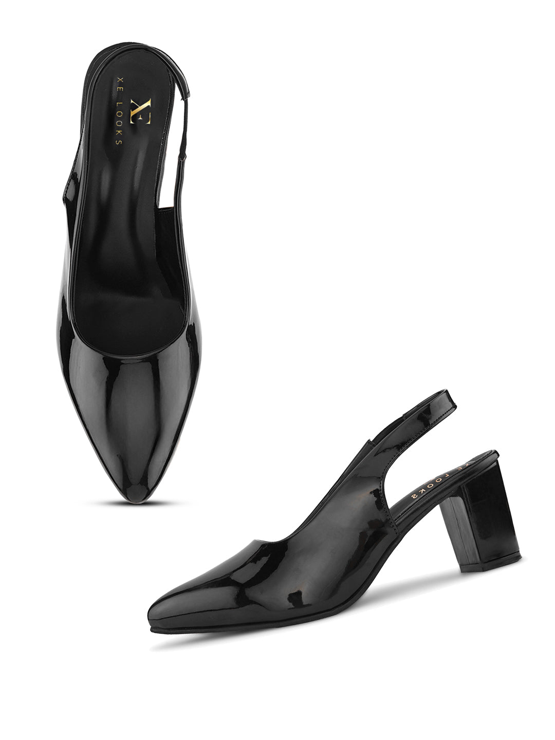 Women's Patent Pointed-Toe Slingback Heels