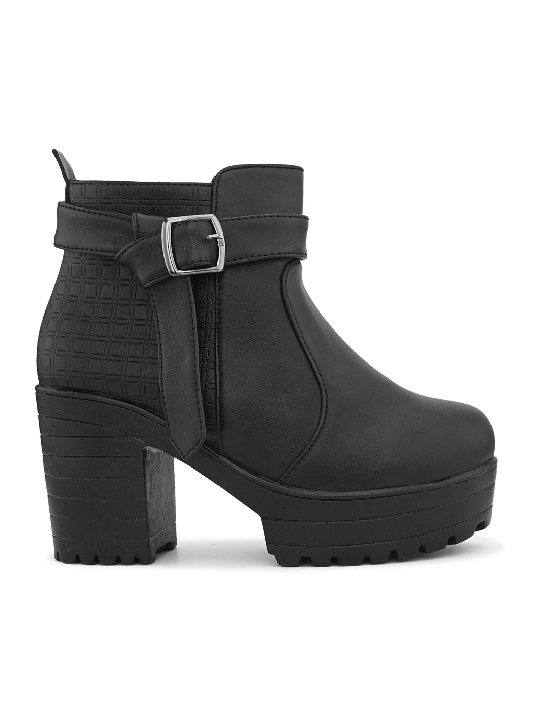 Comfortable & Trendy Zipper Black Block Heel Boots