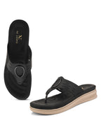 Slip-On Comfort Slippers with Textured Buckle Detail
