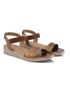Perforated Front Strap Cushioned Slingback Flat Sandals