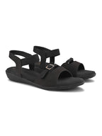 Comfort Cushion Buckle Accent Elastic Strap Open Toe Sandals