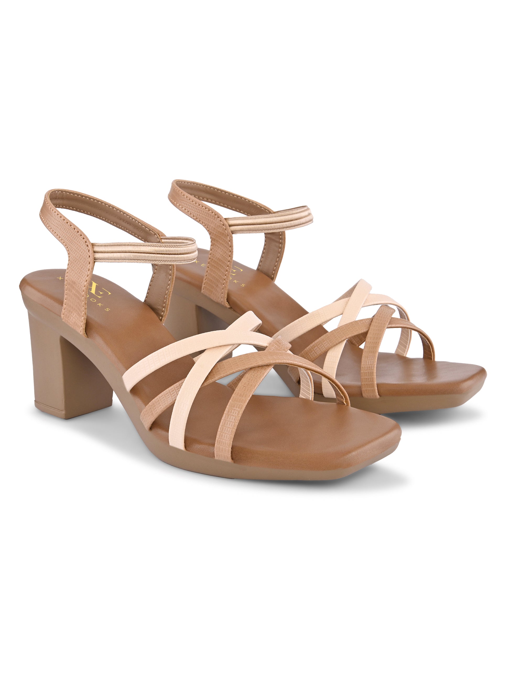 MULTI-STRAP ANKLE SUPPORT COMFORT BLOCK HEEL SANDALS