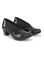 Elasticated Panel Glossy Finish Slip-On Pumps