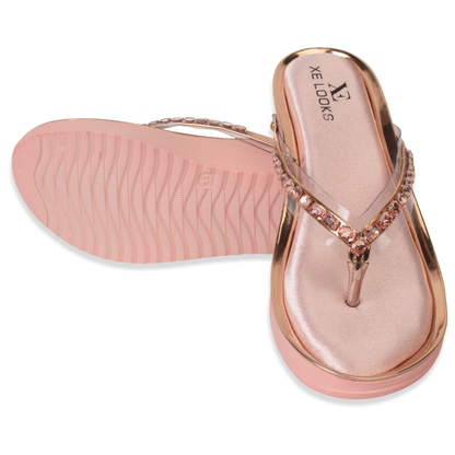 Graceful & Modern Stone Embellished Platform Slippers