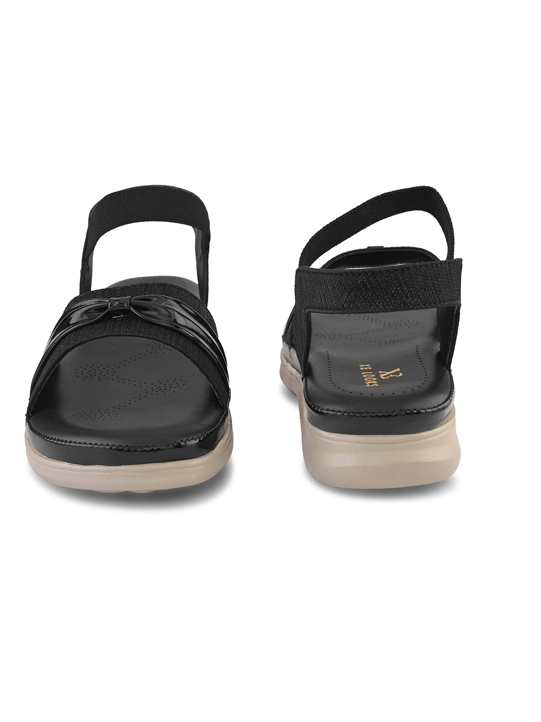Elegant Bow Detail Comfort Sandals With Secure Ankle Strap