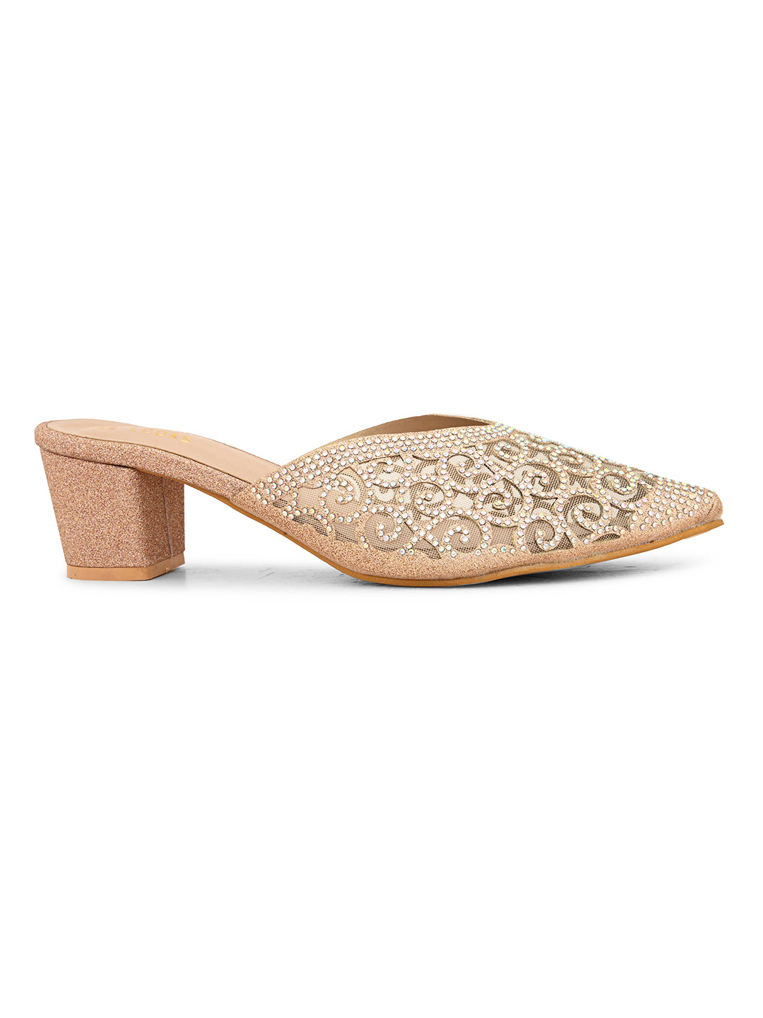 Fancy & Charm Block Heel Slip-On Mule Sandal