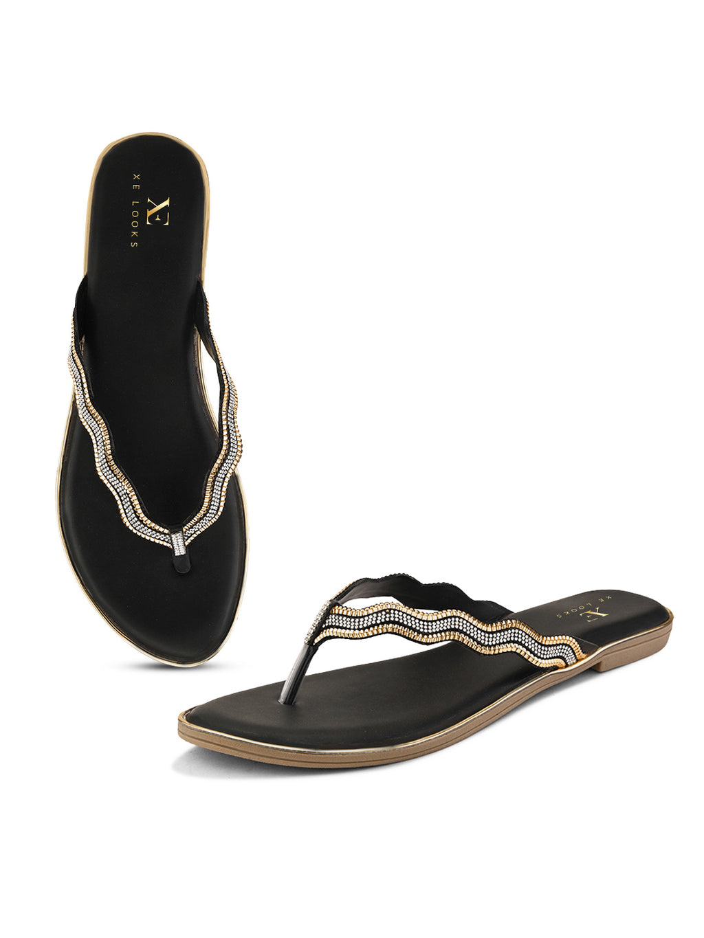 Traditional Slip-On Sandals with Stone-Styled Strap Design