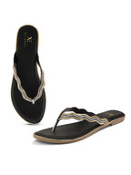 Traditional Slip-On Sandals with Stone-Styled Strap Design