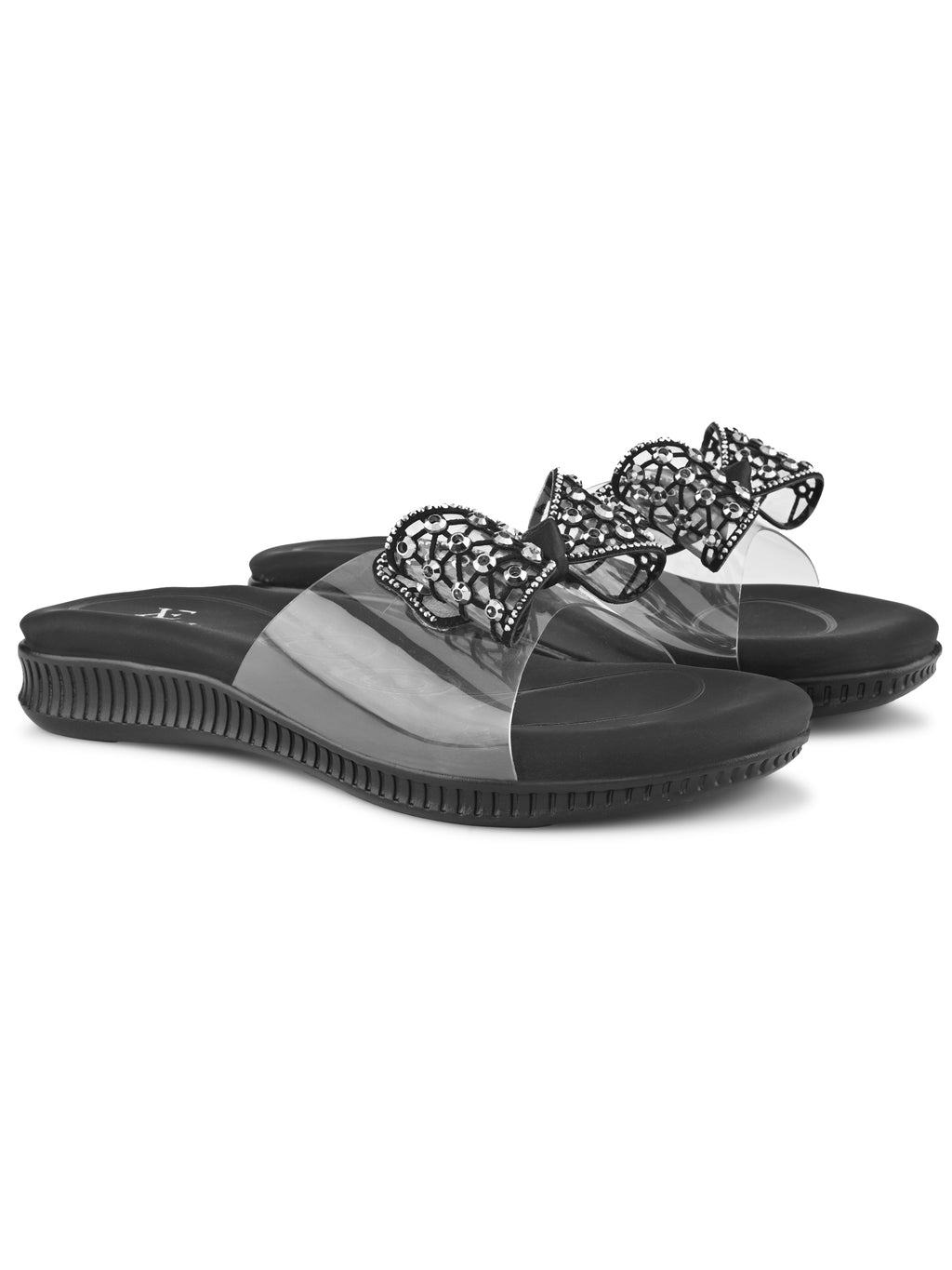 Crystal Bow Transparent Comfort Cushion Slides