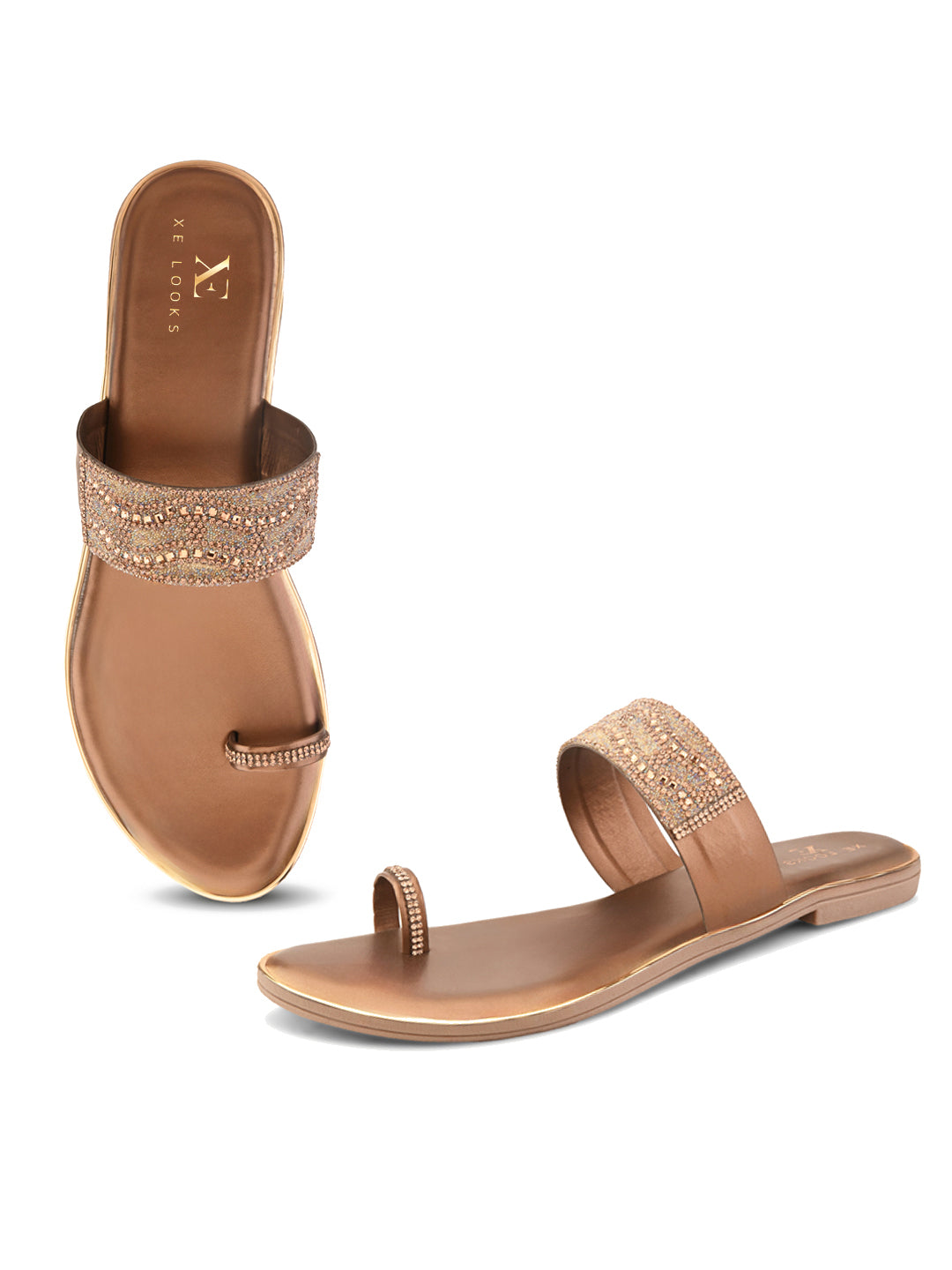 Elegant Embellished Toe-Ring Slip-On Flats