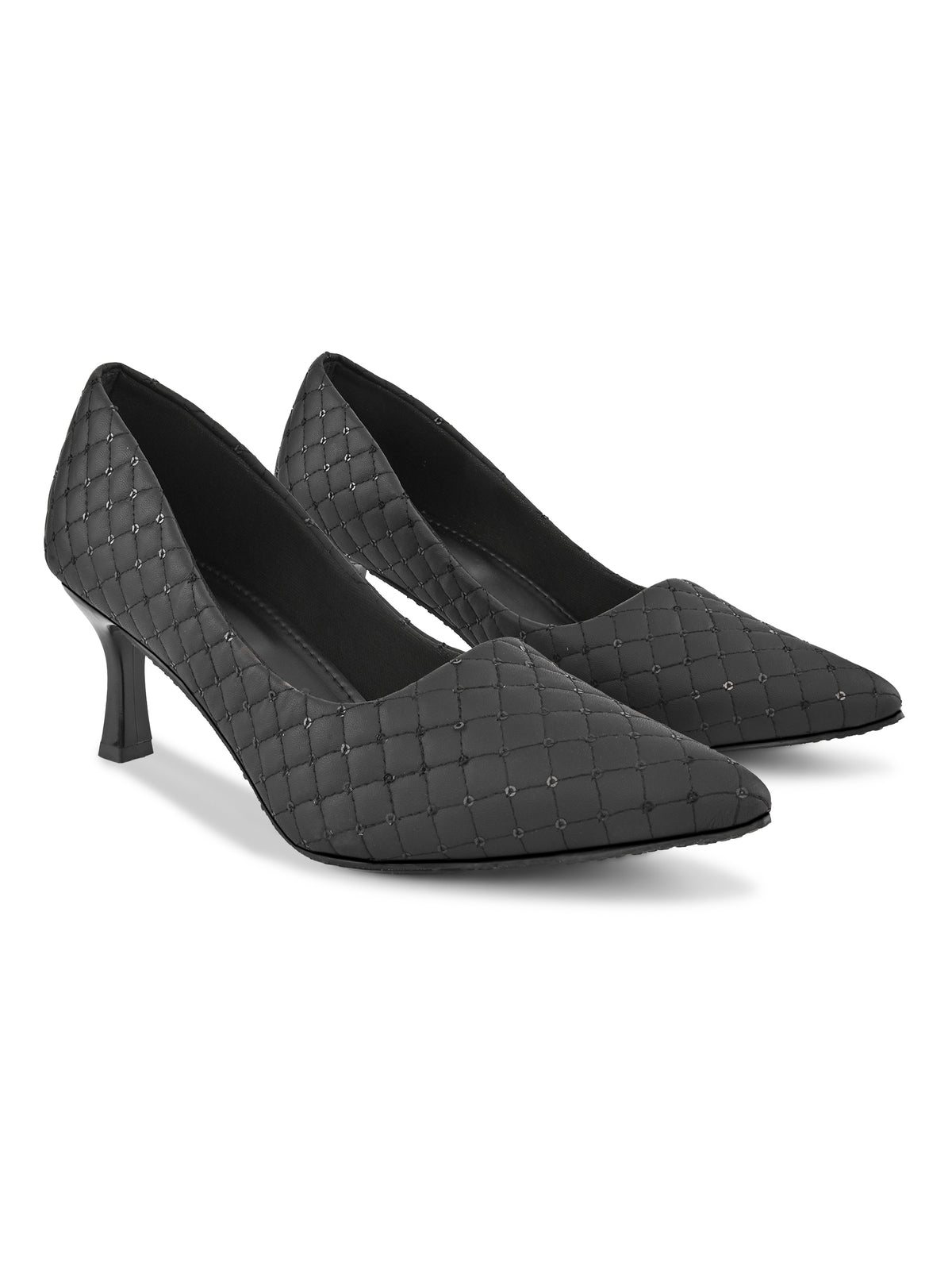 Quilted Pointed Toe Cushioned Slip-On Pumps