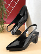 Elegant Patent Pointed-Toe Slingback Heels