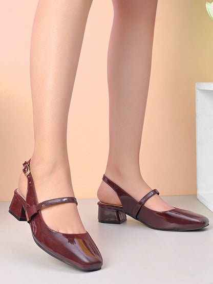 Elegant Slingback Block Heels with Bow Detail