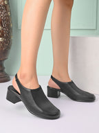 Elegant Slip-On Slingback Block Heel Shoes