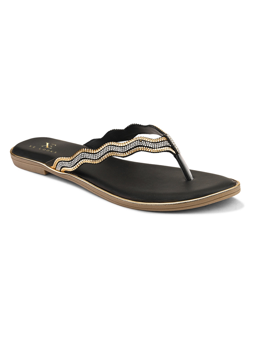 Traditional Slip-On Sandals with Stone-Styled Strap Design