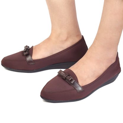 Elegant & Versatile Bow Design Wedge Heel Ballerinas