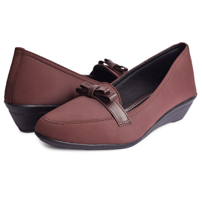 Elegant & Versatile Bow Design Wedge Heel Ballerinas