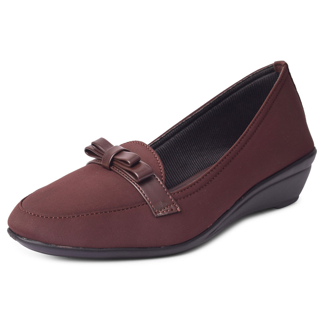 Elegant & Versatile Bow Design Wedge Heel Ballerinas
