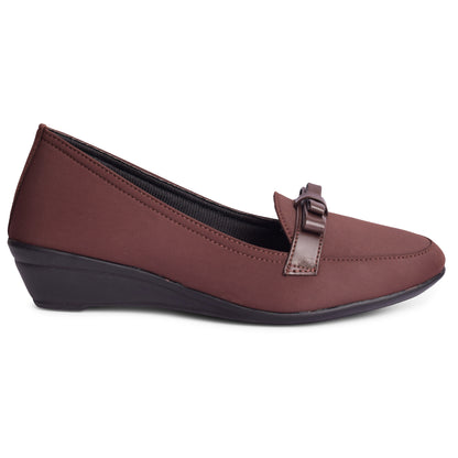 Elegant & Versatile Bow Design Wedge Heel Ballerinas