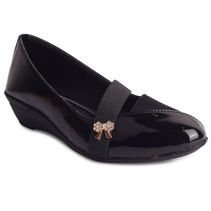 Classy & Alluring Shiny Wedge Heel Ballerinas