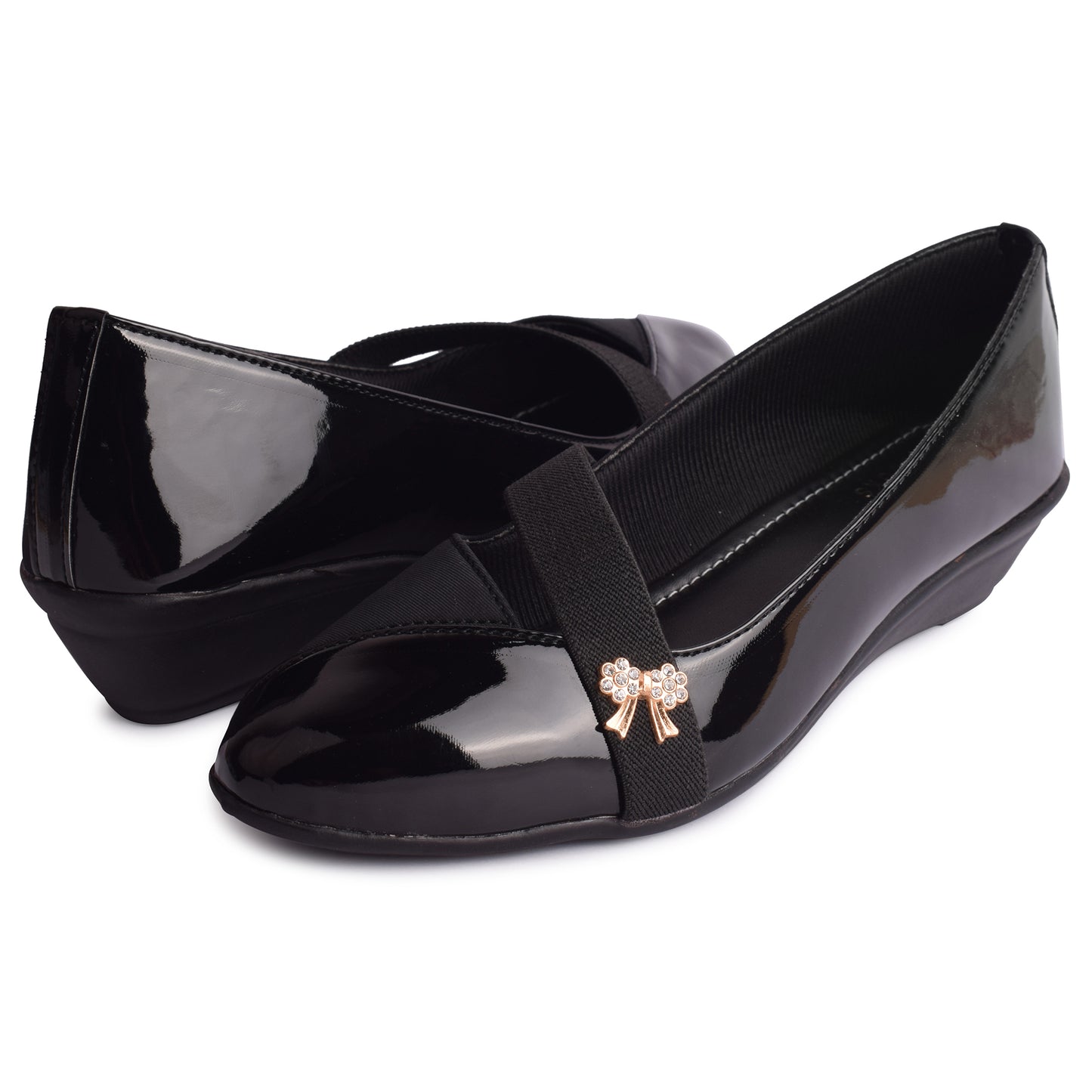 Classy & Alluring Shiny Wedge Heel Ballerinas