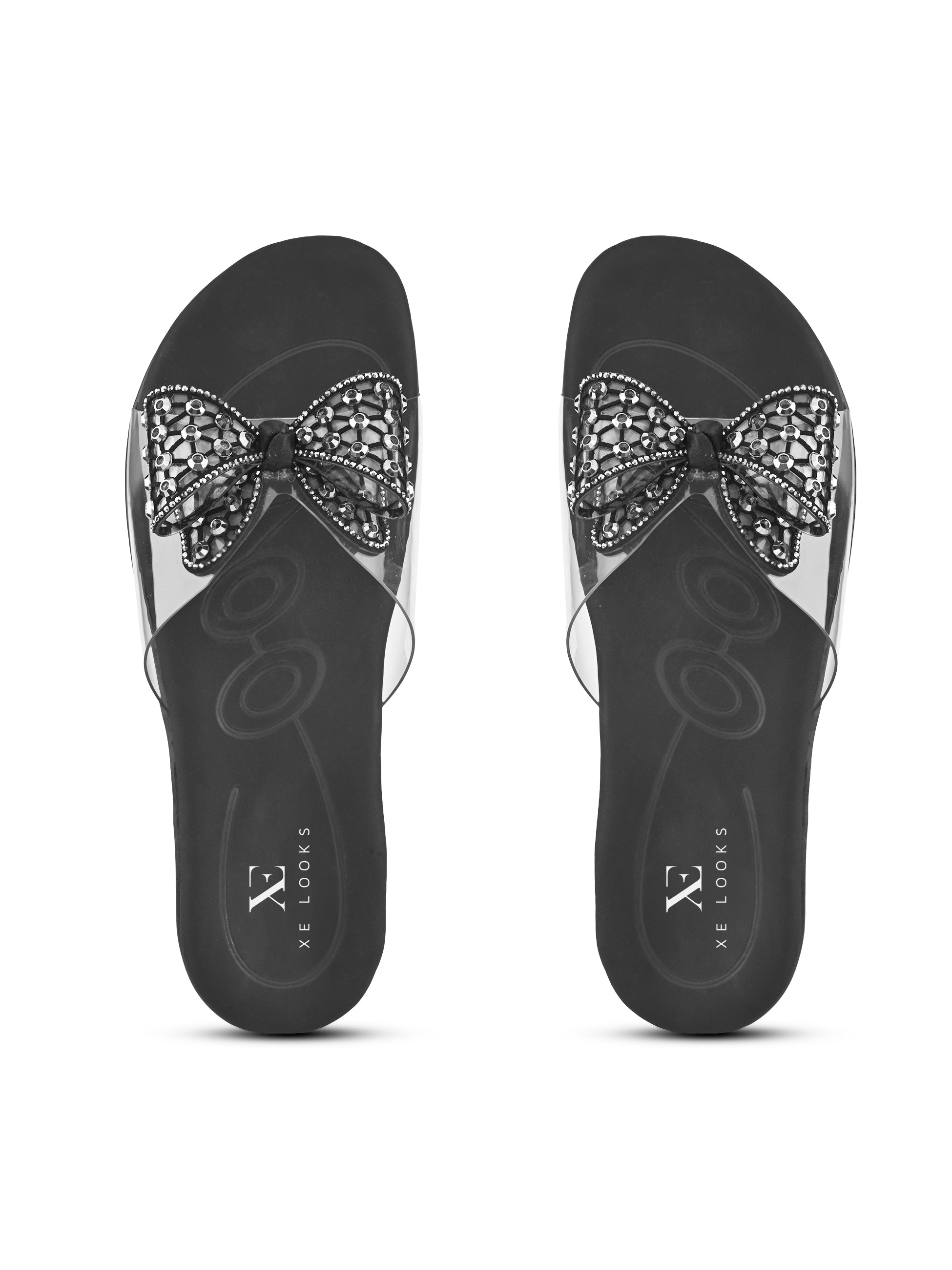 Crystal Bow Transparent Comfort Cushion Slides