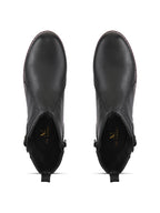 Buckle Accent Side Elastic Low Block Heel Ankle Boots