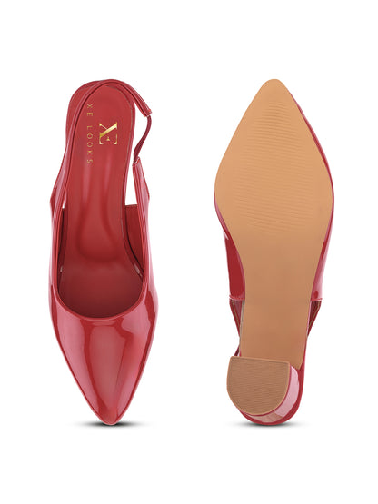 Women's Patent Pointed-Toe Slingback Heels