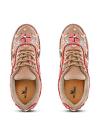 Embroidered Floral Lace-Up Platform Sneakers