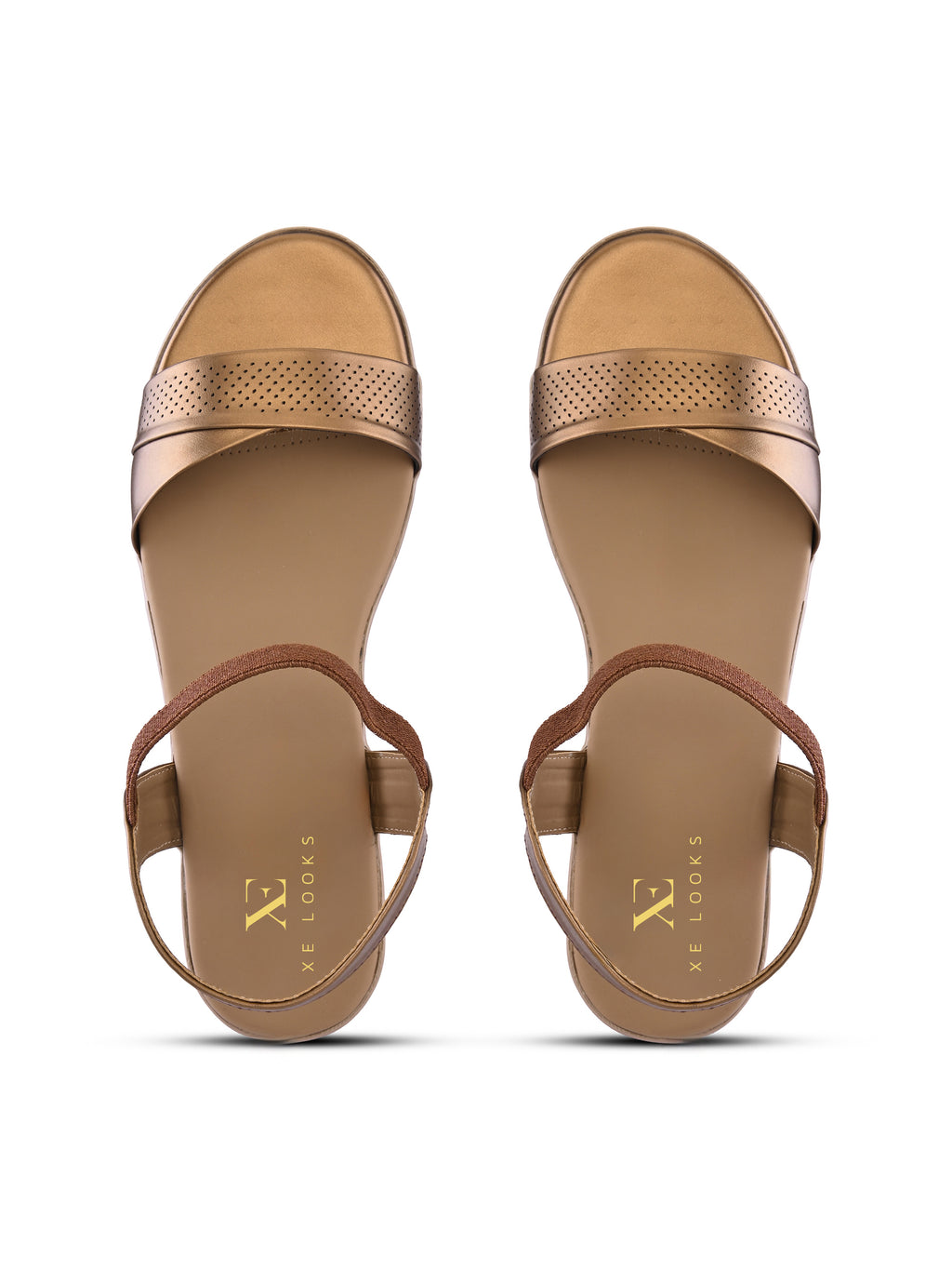Perforated Front Strap Cushioned Slingback Flat Sandals