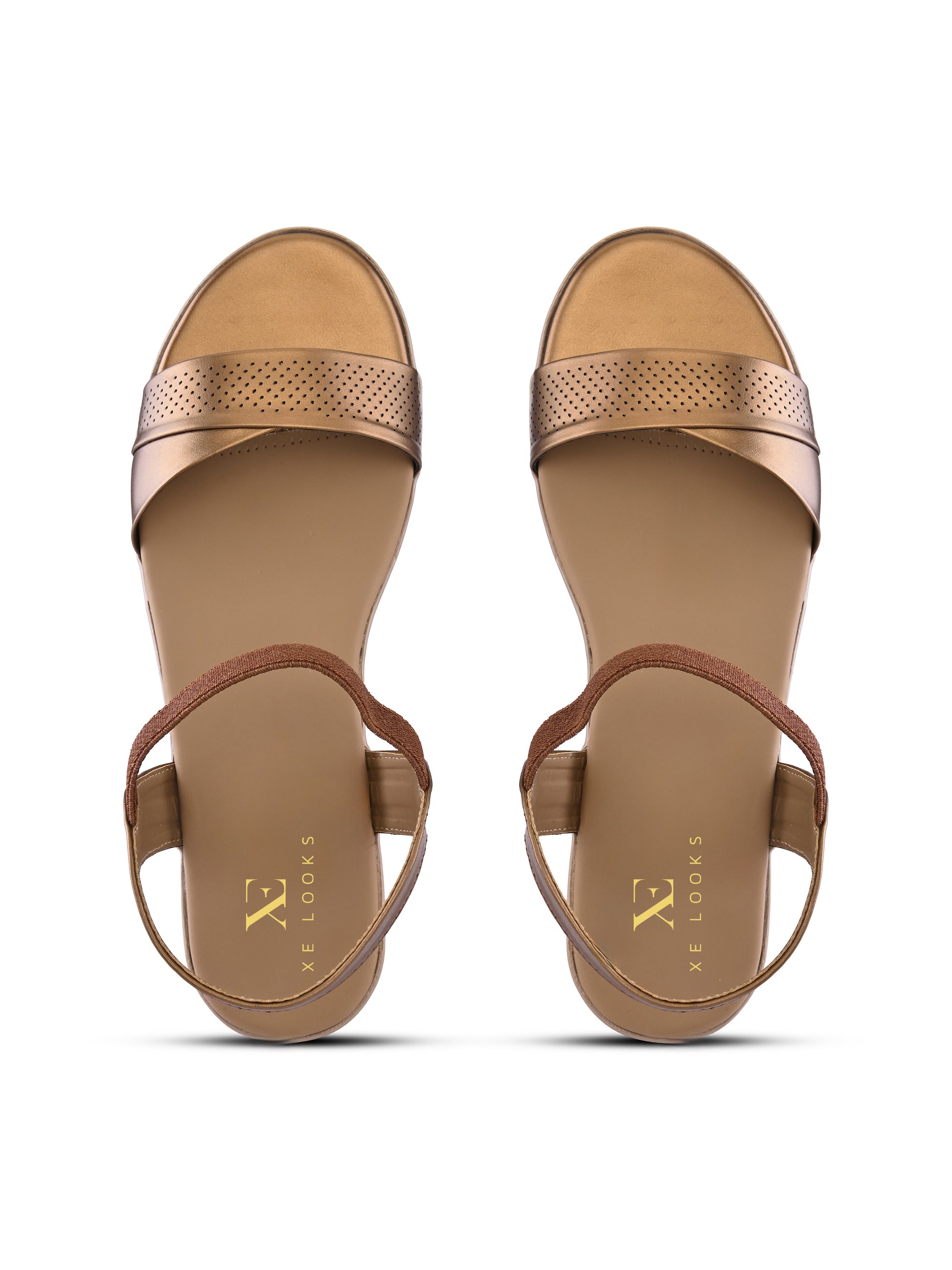 Perforated Front Strap Cushioned Slingback Flat Sandals