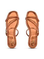 METALLIC STRAPPY SQUARE TOE FLAT SANDALS