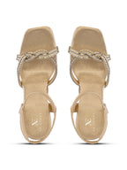 Rhinestone Knot Detail Soft Cushioned Block Heel Sandals