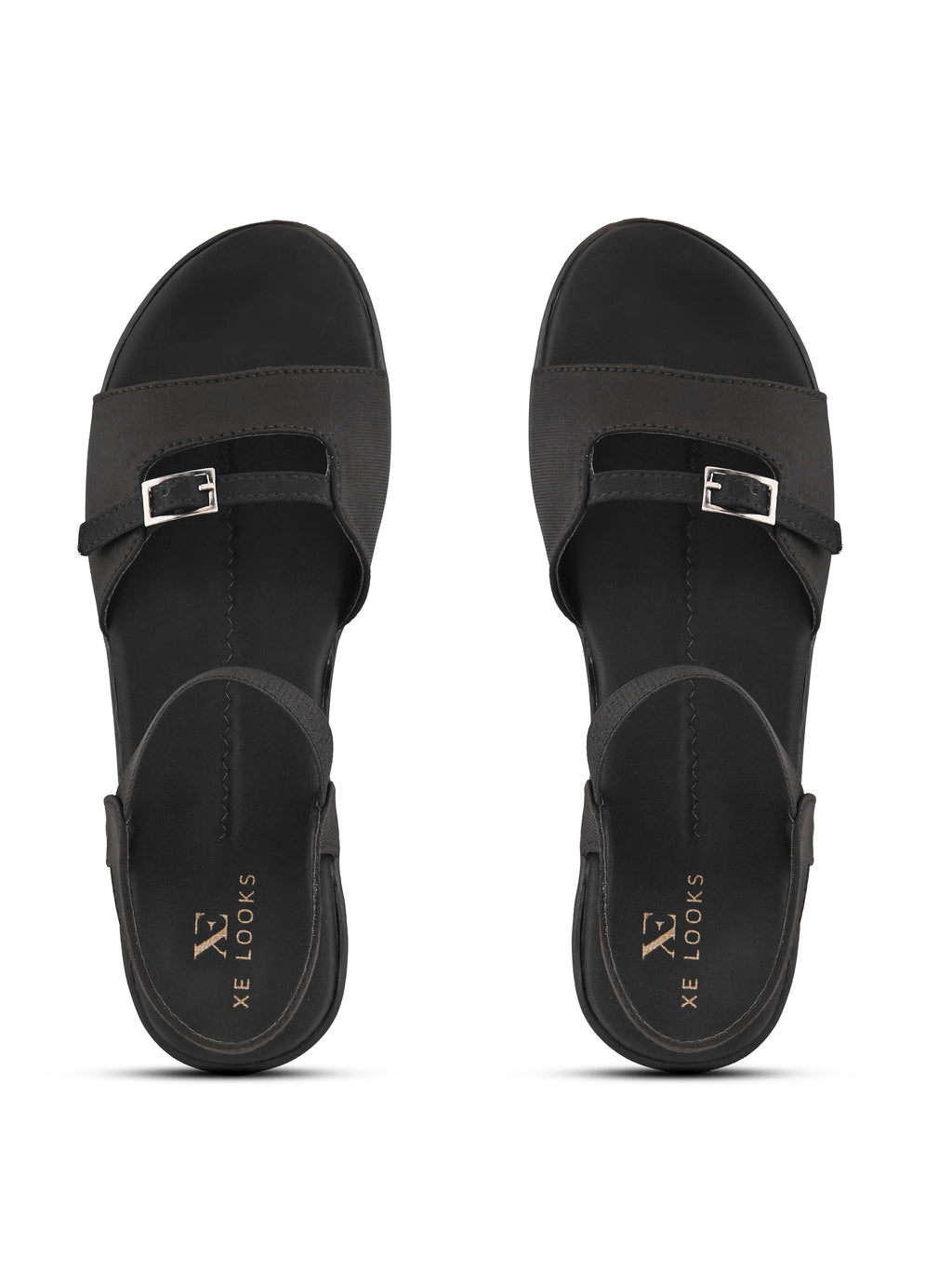Comfort Cushion Buckle Accent Elastic Strap Open Toe Sandals