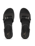 Comfort Cushion Buckle Accent Elastic Strap Open Toe Sandals